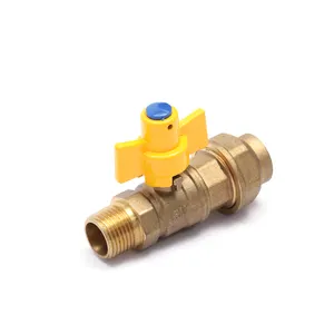 3/8 Forged Brass Ball Gas Nozzle Valve With Butterfly Handle