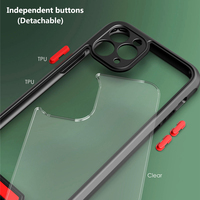 Étui de téléphone transparent avec cadre coloré IMD résistant aux chocs en TPU+PC 2-en-1 pour 14/13/12 Pro Max/11/XR/XS