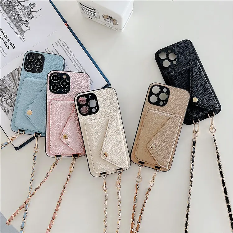 Ailestecca Crossbody dây ví điện thoại trường hợp đối với iPhone 15 14 13 12 Pro Max khe cắm thẻ chủ da bao gồm tất cả bao gồm