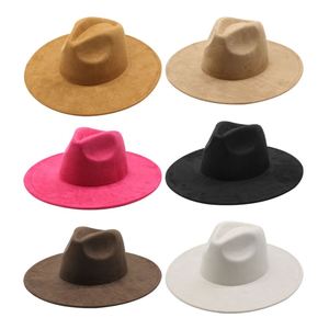 Custom LogoPink Wide Brim Fedora Panama Caps Women Vegan <b>Western</b> Cowboy Suede <b>Hat</b> Formal Dress for Party Scene - Product Image 2
