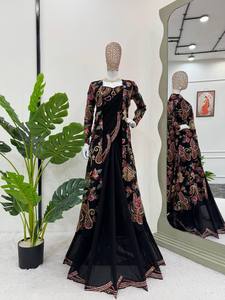 Derniers modèles de sari en faux georgette, magnifiques et élégants, non cousus, lavables, pour femmes, vêtements indiens et pakistanais, OEM - Product Image 6