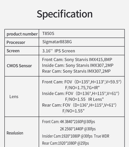 IPS 4K + 1080p + 1080p gravador de unidade carcam gla <span class=keywords><strong>dvr</strong></span> tipos veiculares 3-lente-traço-cam espelho três traço cam câmera carro caixa preta - Product Image 5