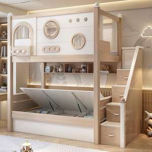 Jsfactory Goedkope Luxe Groothandel Hot Verkoop Moderne Slaapkamer Meubels <span class=keywords><strong>Twin</strong></span> Loft <span class=keywords><strong>Bed</strong></span> Kinderen Stapelbed Stapelbed Met Glijbaan Voor Kind - Product Image 2