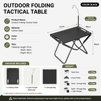Table pliante multifonctionnelle tactique pour l'extérieur, équipement de pique-nique et de camping portable, table à manger compacte en acier au carbone rectangulaire