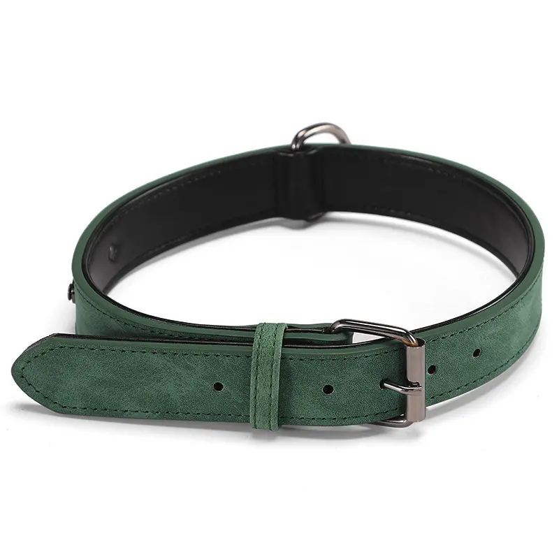 Collar de cuero para perro, accesorio ajustable con logotipo personalizado, venta al por mayor