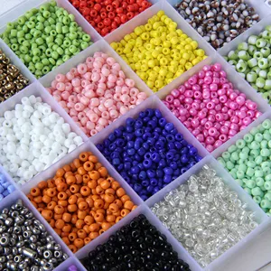 Contas de semente de vidro artesanal, kit de contas artesanais de vidro redondo colorido para fabricação de jóias, em oferta, 2023