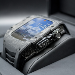 Boîtier en fibre de carbone RM pour Apple <span class=keywords><strong>Watch</strong></span>, série 8 6 <span class=keywords><strong>7</strong></span> SE, avec pierre de diamant noir de luxe, usiné par CNC - Product Image 2