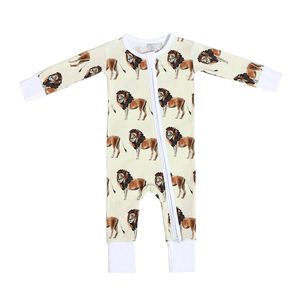 Pijamas <span class=keywords><strong>de</strong></span> bambú para bebés superventas con estampado <span class=keywords><strong>de</strong></span> talla grande, monos neutros para bebés, mono <span class=keywords><strong>de</strong></span> manga larga con cremallera <span class=keywords><strong>de</strong></span> bambú para recién nacidos - Product Image 5