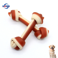 Friandise pour chien OEM sans peau de bœuf, délicieuse, riche en protéines, à base de légumes naturels, en forme d'os noué, pour nettoyer les dents
