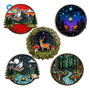 Camping Wilderness Montagnes Rivières Lacs Forêts Lever du soleil Nature Épinglettes en émail Badges Broches Épingles en émail personnalisées Nature - Product Image 2