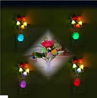 Lampe LED Économie d'Énergie à Détecteur Crépusculaire Automatique 0.5W, Veilleuse Champignon Rose Rustique à Couleurs Changeantes pour Chambre à Coucher, en ABS
