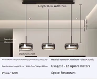 Lustre suspendu moderne en fer, aluminium et verre, petit et long, à hauteur réglable, pour la maison et les restaurants