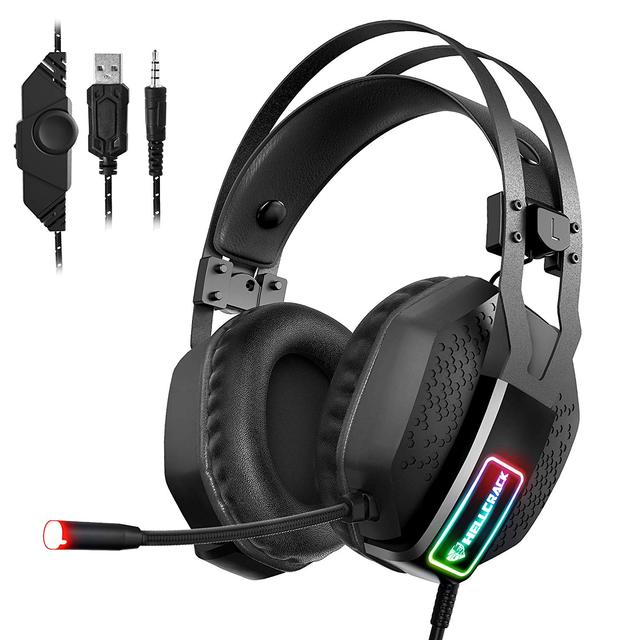 Honcam Gaming Headset Stereo PS5 PS4 PC Headset RBG Light Gaming Headphones With Microphone