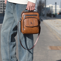 WEIXIER Sac à bandoulière pour homme en cuir PU rétro, de haute qualité, durable, sac à main vintage, petit sac à bandoulière