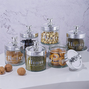 Venta caliente botella de almacenamiento de oso de lujo tarro de almacenamiento de vidrio de lujo ligero para el hogar para cereales gruesos de frutas secas y almacenamiento de alimentos - Product Image 6