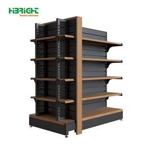 White <b>Wire</b> Back Double Sided Mobile Supermarket Gondola <b>Shelving</b> Adjustable Retail Display Rack with Wheels - Product Image 3