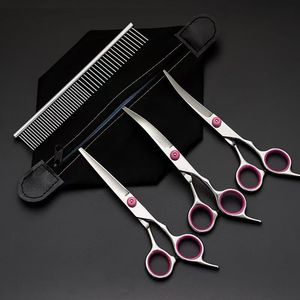 Tijeras de peluquería para mascotas con mango dividido, set de tijeras curvas para recortar el pelo de perros y gatos, herramientas para el cuidado de mascotas - Product Image 1