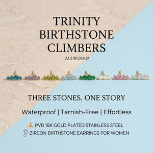 Escaladores de Piedras Natalizas de la Trinidad |   Pendientes de Acero Inoxidable Chapados en Oro de 18K con Circonita para Mujer |   Impermeable e Hipoalergénico - Product Image 3