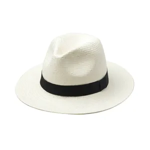 Casquette pour femme, chapeau à visière large, ruban noir, pour printemps et été