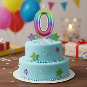 Candela a Forma di Numero 0 Curva Elettroplaccata Colorata Peiyong Modello 51034 per Decorazioni per Feste e Forniture per Decorazione Torte - Product Image 3