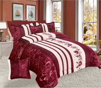 Pabrik Cina Tekstil Rumah 100% Bahan Poliester Ukuran King Flannel Sherpa Comforter Bedding + Set