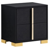 Ensemble de chambre à coucher moderne noir 5 pièces avec grand rangement et éclairage LED intégré, idéal pour chambre, hôtel, appartement