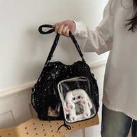 Mochila Escolar Estilo Universitario Coreano para Chicas, Gran Capacidad, Diseño Geométrico de Estrella de Cinco Puntas, Cierre de Cremallera, Dos Correas