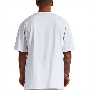 <b>White</b> Oversized Men T-Shirt 100% Cotton Crew Neck Short Sleeve Solid Color Casual Streetwear Blank Design Knitted Jersey Fit - Product Image 3