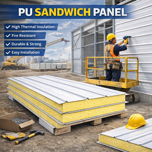 <span class=keywords><strong>Panneau</strong></span> sandwich en polyuréthane PU pour isolation des murs et des toits, 50-200 mm, longueur personnalisée, résistant au feu et à l'eau, écologique, pour entrepôt - Product Image 3