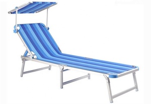 Cama Plegable <span class=keywords><strong>de</strong></span> Aluminio para Exteriores, Tumbona <span class=keywords><strong>de</strong></span> Playa con Toldo para Playa o Piscina - Product Image 3