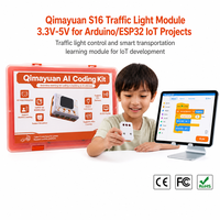 Kit éducatif STEM QMY S16 AI Machine Learning ESP32, blocs intelligents programmables, robot jouet, module de feux de circulation, commande vocale pour enfants