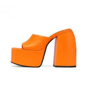 Height Increasing Designer Style Square Toe Sexy Pumps Slipper Chunky <b>Block</b> Platform Heels for Ladies - Product Image 2