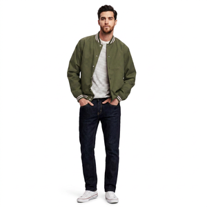 FINER THREADS Veste universitaire sur mesure pour homme - Polyester/coton respirant, streetwear décontracté d'hiver, col montant, service OEM - Product Image 1