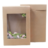 Boîte pliante en papier kraft recyclable avec fenêtre transparente pour les cadeaux et l'emballage cosmétique, boîtes durables avec logo personnalisé