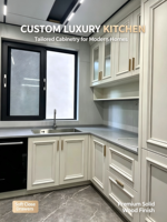 Meubles de cuisine avec cuisinière intégrée, comptoir, panneaux en bois massif multicouches, style américain, pour toute la maison