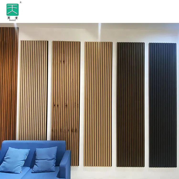 Tiange Wall And Ceiling Sound Absorbing Akupanels Decor Pet Wooden Strip Slatted Acoustic Panels for Stadium Gymnastic