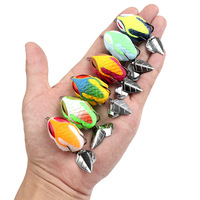 Leurre de grenouille flottant de 7 g, 3,5 cm, 6 couleurs, avec doubles spinners et hameçons barbelés # 2 leurres souples en forme de grenouille pour la pêche au black bass et au snakehead