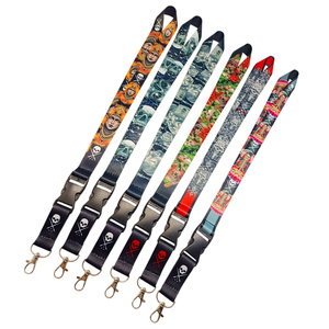 Cool Street Style Neck Strap Punk Rock Printed <b>Polyester</b> <b>Lanyard</b> with Safety Breakaway Buckle for Concert Attendee ID Keychain - Product Image 1