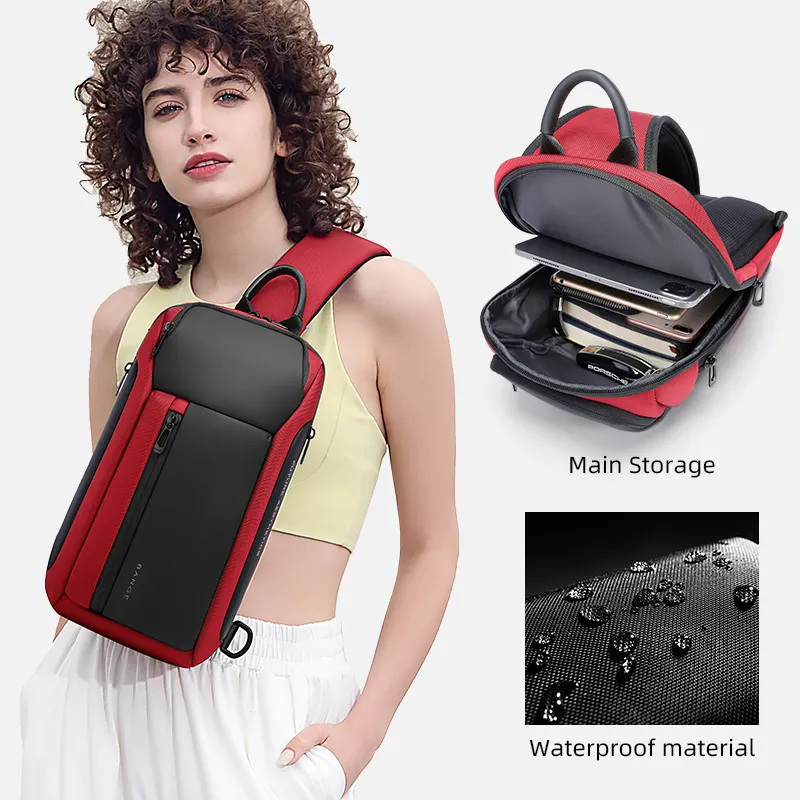 Multifunction Crossbody Bags Men USB Charging Chest Pack Messengers sling bags Water Repellent Shoulder Bag