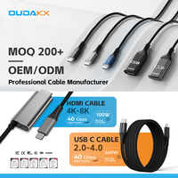 Cable HDMI a USB C Trenzado de 2 Metros, 8K 4K 120Hz, 2.1 48Gbps de Alta Velocidad, Cable de Video UHD para Monitor, TV, Cine en Casa, de Fábrica OEM