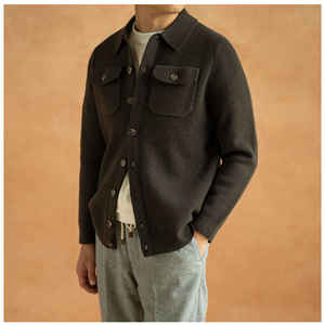 Cardigan Homme Col Montant En Laine | Épais Avec Fermeture