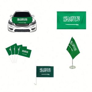 Bandera de Arabia Saudita personalizada de poliéster para ondear a mano, decorativa para eventos, para colgar en la pared, o como cubierta para el capó del coche, para eventos y regalos - Product Image 1