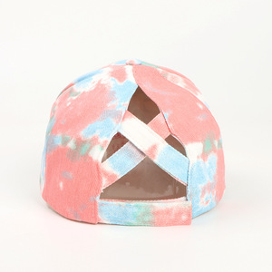 Tie Dye Baseball <b>Cap</b> For <b>Women</b> With Cross Back Design Casual Outdoor Sun Protection Hat Polyester Cotton Twill Material - Product Image 4