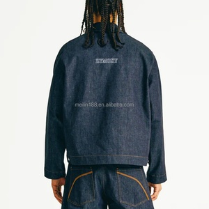 <b>Custom</b> <b>Denim</b> <b>Jacket</b> Lobster Raw Fireman Clasp Cropped Carpenter Mechanic Outerwear Bomber Workwear Jeans <b>Denim</b> <b>Jackets</b> - Product Image 2
