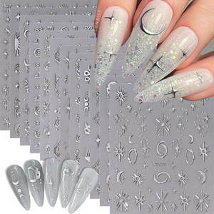 Autocollants pour ongles en argent style <span class=keywords><strong>French</strong></span> Tip, 5D en relief, motifs d'amour, avec adhésif, pour la décoration des ongles DIY, vente en gros - Product Image 4