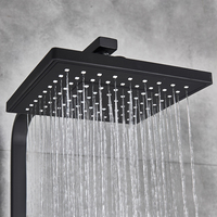Système de douche mural personnalisable en laiton noir mat avec jets de pluie et de pulvérisation, certifié CE