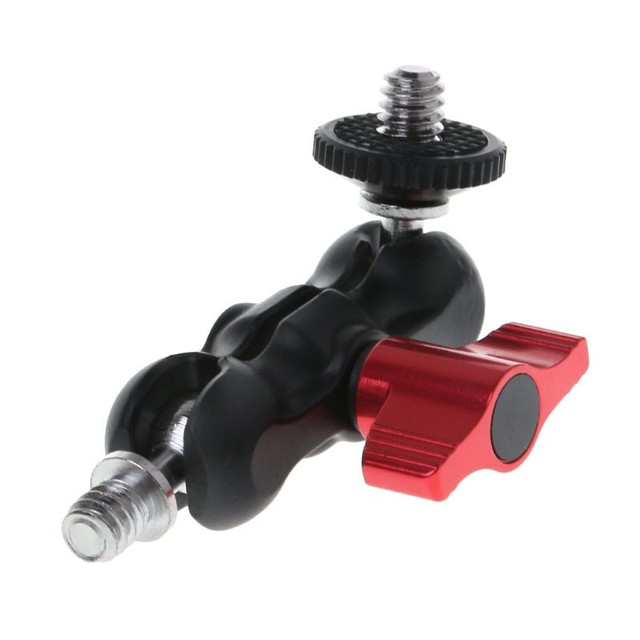Double Ball Head Camera Clamp Mount Adapter Magic Arm With 1/4" Screw Thread Photography Accessory