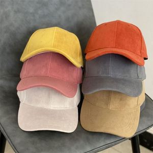 Wholesale in Stock Lower MOQ Solid Color <b>Plain</b> Suede <b>Baseball</b> <b>Caps</b> Custom Logo <b>Baseball</b> Suede Hats - Product Image 1