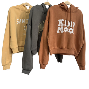 เสื้อฮู้ดดี้ผู้หญิง แขนยาว ทรงครอปท็อป ดีไซน์ล่าสุด พร้อมโลโก้ OEM - Product Image 1