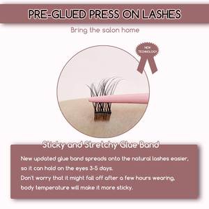 <span class=keywords><strong>Heidi</strong></span> aucune colle nécessaire 8-16mm <span class=keywords><strong>Manga</strong></span> naturel pré-collé cluster cils auto-adhésif cluster cils individuels presse sur les cils - Product Image 5